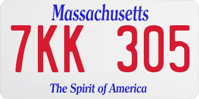 MA license plate 7KK305
