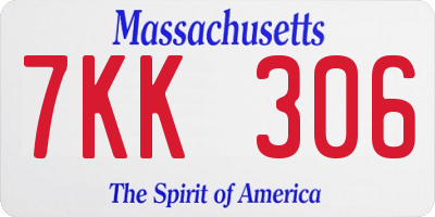 MA license plate 7KK306