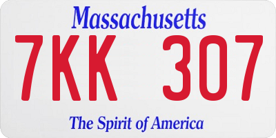 MA license plate 7KK307