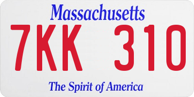 MA license plate 7KK310