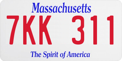 MA license plate 7KK311