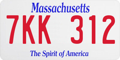 MA license plate 7KK312
