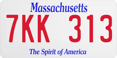MA license plate 7KK313