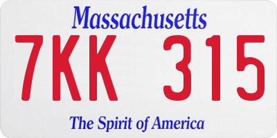 MA license plate 7KK315