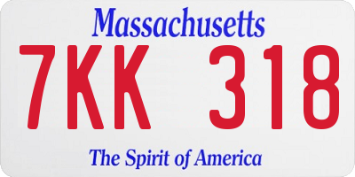 MA license plate 7KK318