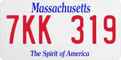 MA license plate 7KK319