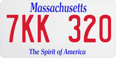 MA license plate 7KK320