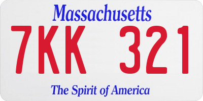 MA license plate 7KK321