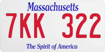MA license plate 7KK322