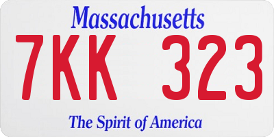 MA license plate 7KK323