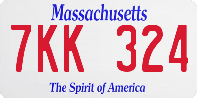 MA license plate 7KK324