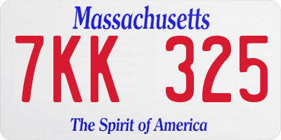 MA license plate 7KK325
