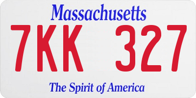 MA license plate 7KK327