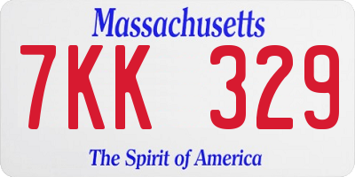 MA license plate 7KK329