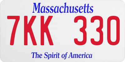 MA license plate 7KK330