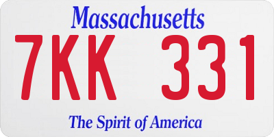 MA license plate 7KK331