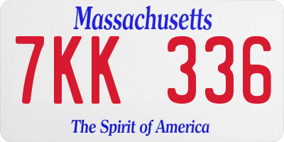 MA license plate 7KK336