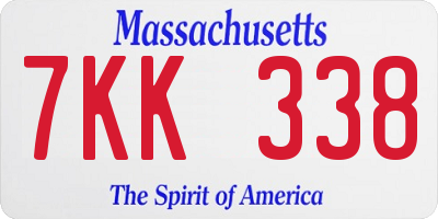MA license plate 7KK338