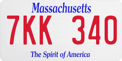 MA license plate 7KK340