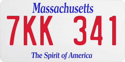 MA license plate 7KK341