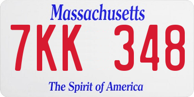 MA license plate 7KK348