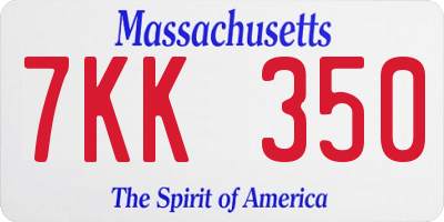 MA license plate 7KK350