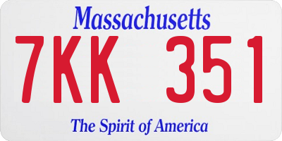 MA license plate 7KK351