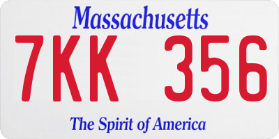 MA license plate 7KK356