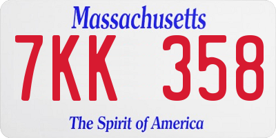 MA license plate 7KK358
