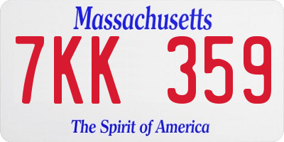 MA license plate 7KK359