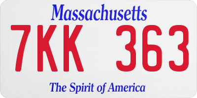 MA license plate 7KK363