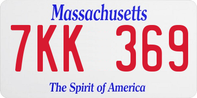 MA license plate 7KK369