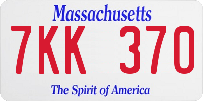MA license plate 7KK370