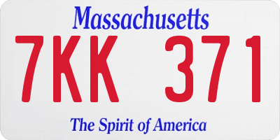 MA license plate 7KK371