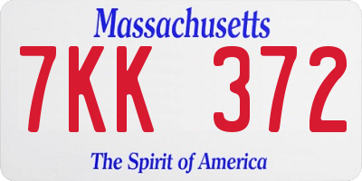 MA license plate 7KK372