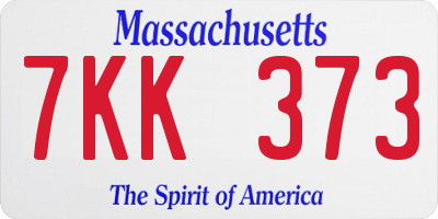 MA license plate 7KK373