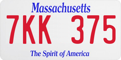 MA license plate 7KK375