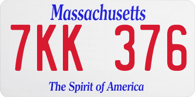 MA license plate 7KK376