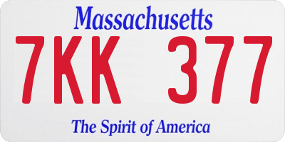 MA license plate 7KK377