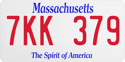 MA license plate 7KK379