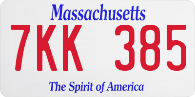 MA license plate 7KK385