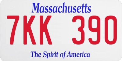 MA license plate 7KK390
