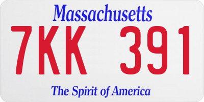 MA license plate 7KK391
