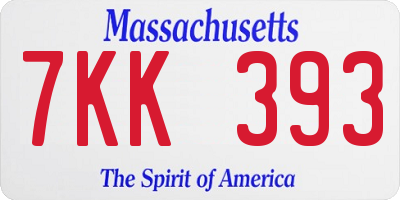 MA license plate 7KK393