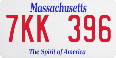 MA license plate 7KK396