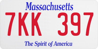 MA license plate 7KK397