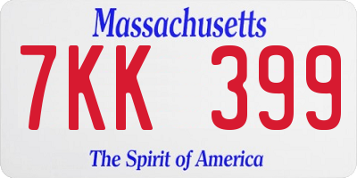 MA license plate 7KK399