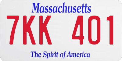 MA license plate 7KK401