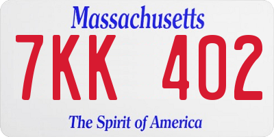 MA license plate 7KK402