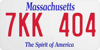 MA license plate 7KK404